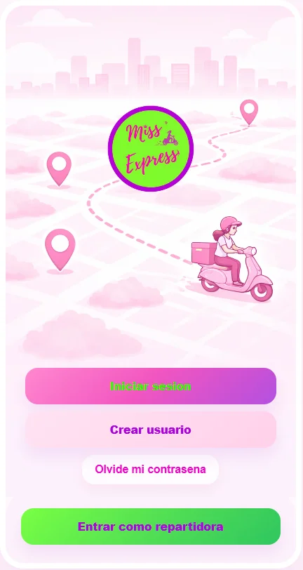 Pantalla de la app Miss Express